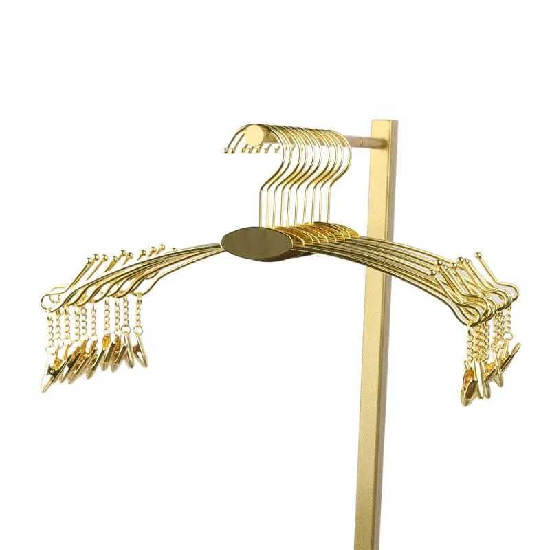 10 pieces of clothing hangers heavy-duty metal sturdy and non slip bedroom hangers gold and silver wardrobe storage organizer M240829