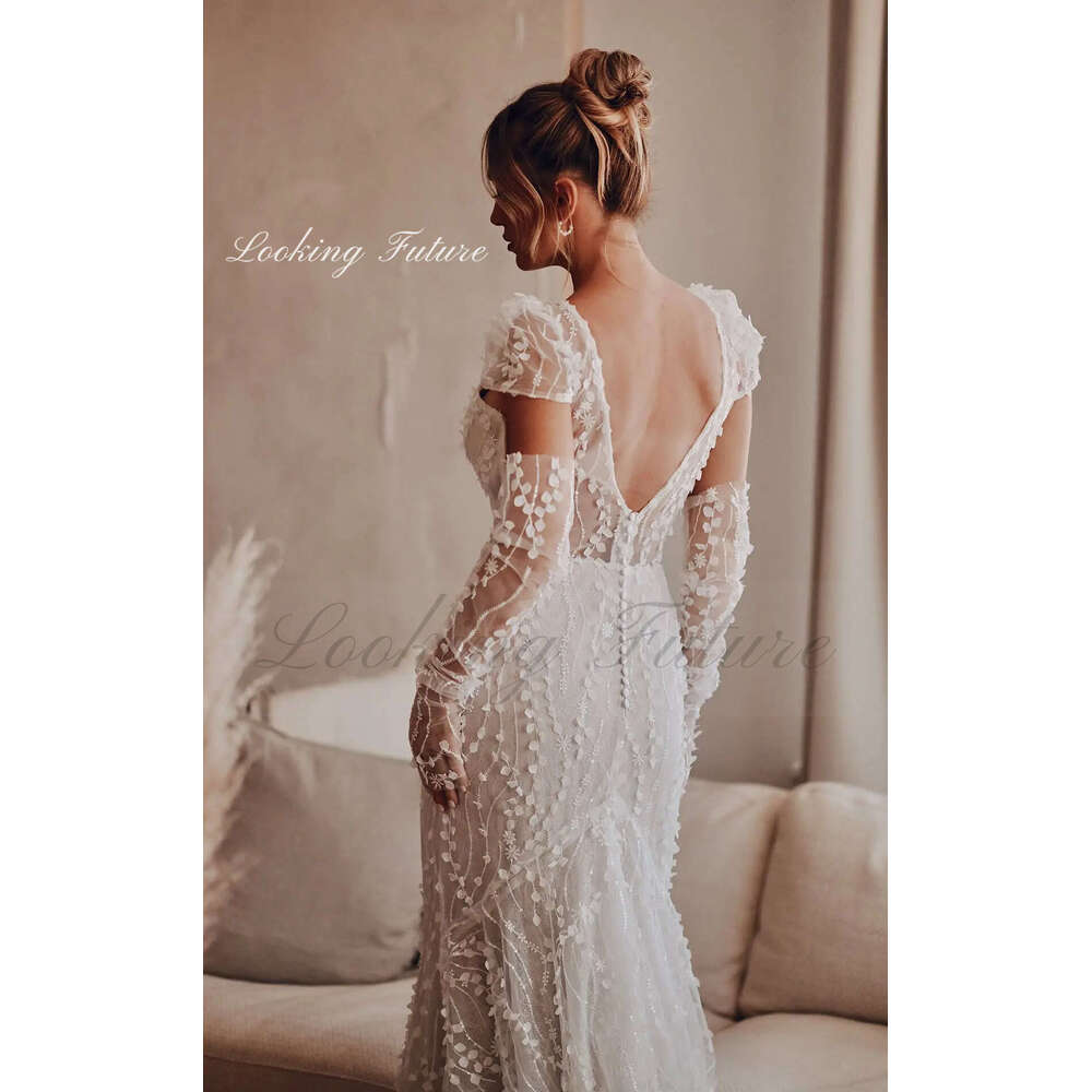 Exquisite Satin White Mermaid Wedding Dress V Neck Sleeveless Cap Sleeve Open Back Bride Gown For Woman Vestido de Novia