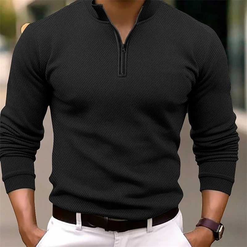Mens V-neck long Sve zipper sweatshirt hooded sweatshirt Spring and Autumn thin mens casual shirt 2024 W241106
