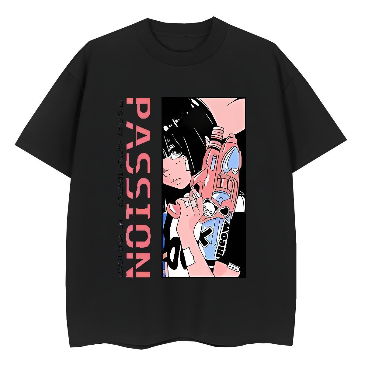 Free Shipping Couples T Shirts 230g Cotton cartoon Casual Sport Womens T Shirts Breathable Soft Anime Clothes Shirt