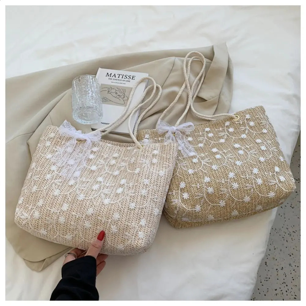 Fashion Woven Handbags For Women AllMatch Womens Bag 2024 Portable Bucket Handbag Summer Picnic Bags 240828Z