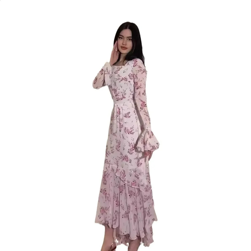Eid al Fitr Muslim Party Dress Womens Polka Dots Ramadan Chiffon Long with Moroccan Kaftan Vishidos Lagos Dubai Robe Jalabia 240828