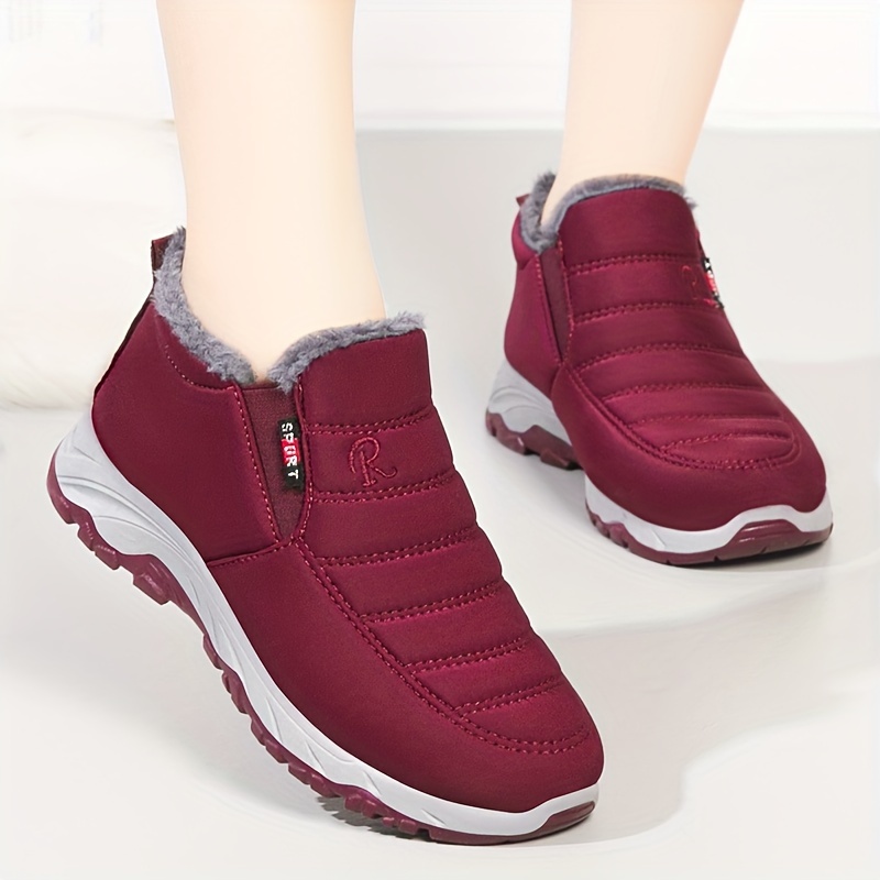 Women's Plush Winter Boots - Slip On Thermal Lined Soft Sole Shoes for Warmth and Comfort