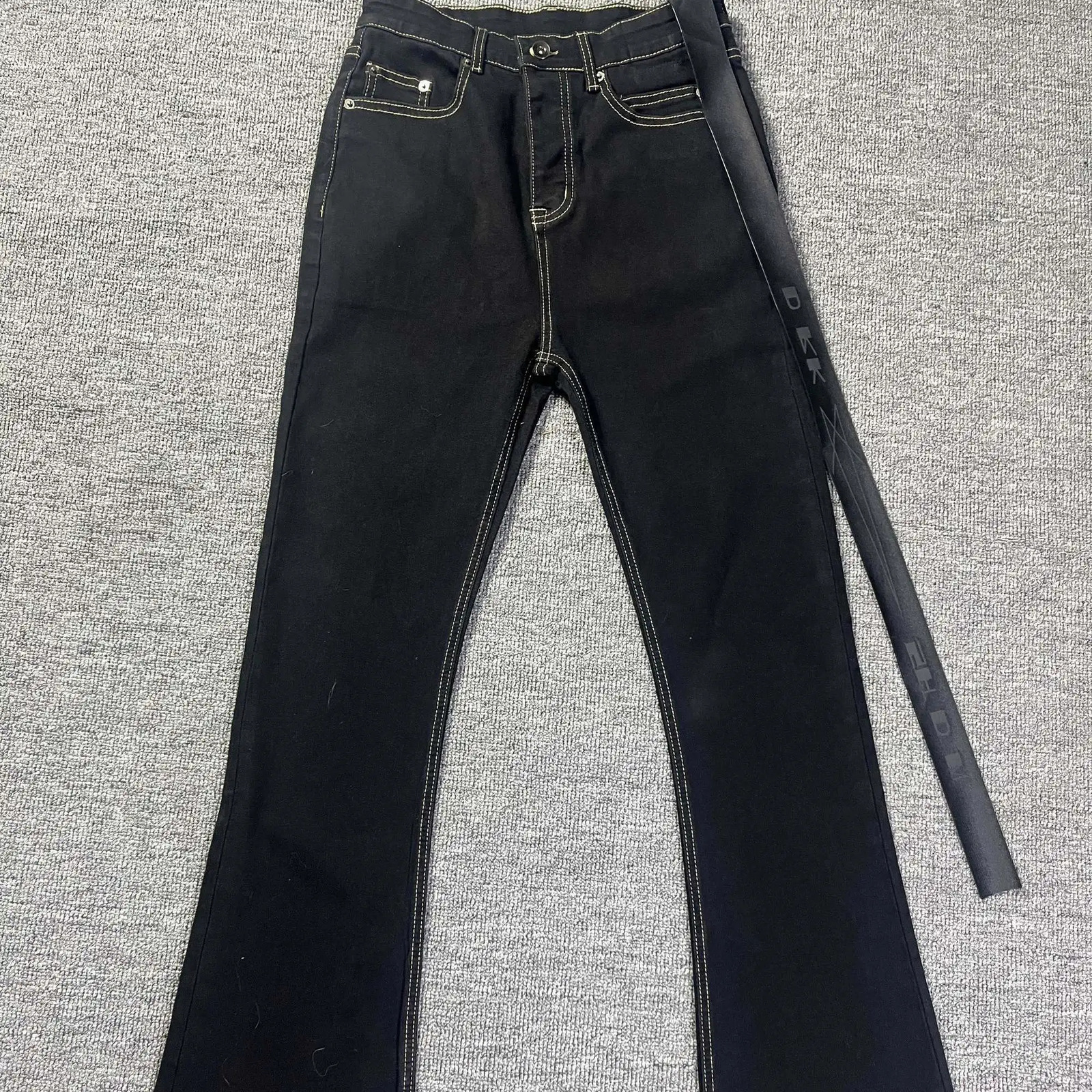 American high street slim fit elastic women micro highlighted runners for men and dark trend waxed style 240829