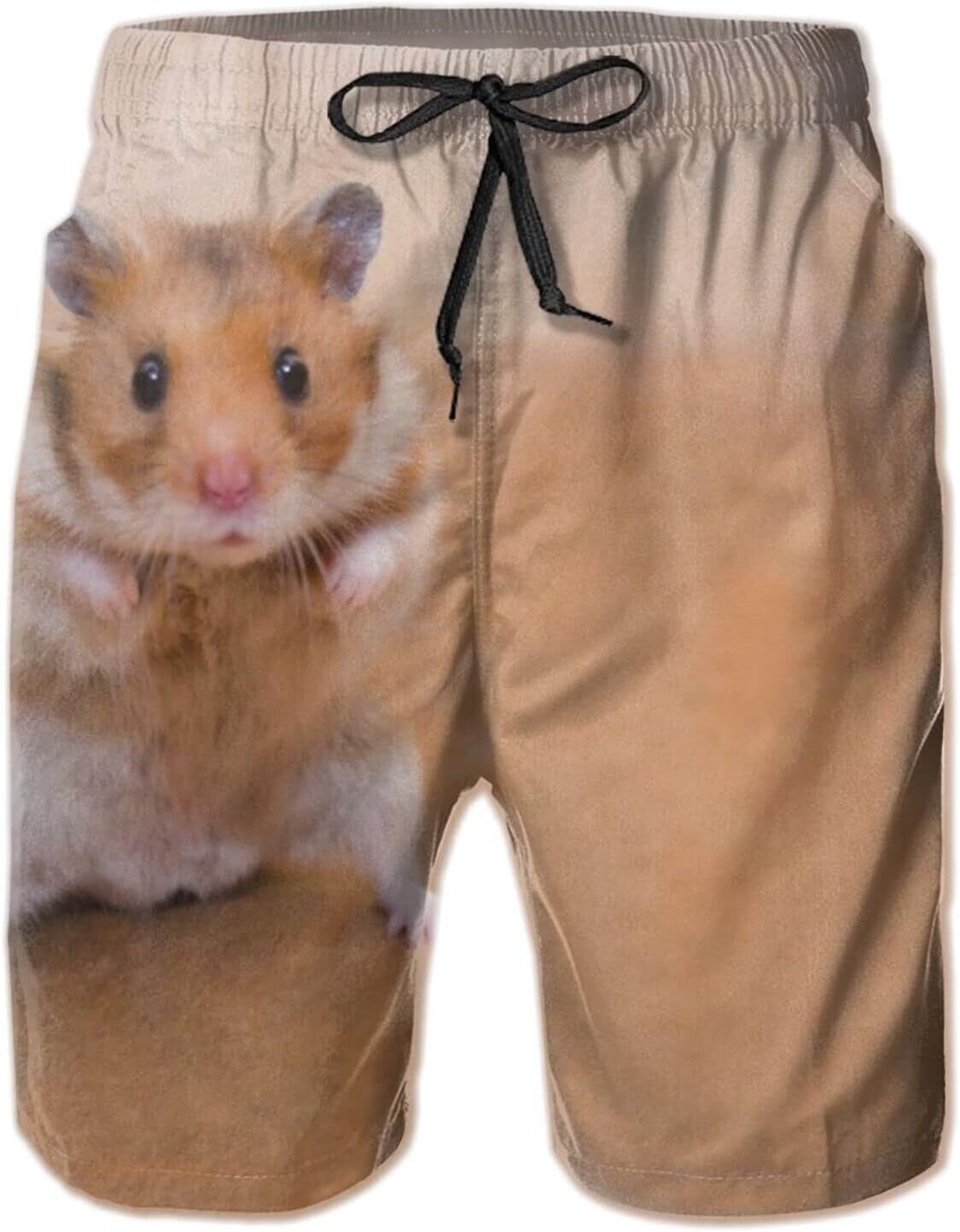 Mens Shorts 3D Printing Pattern Funny Hamster Swim Trunks Quick Dry Stylish Beach Board Swimwear