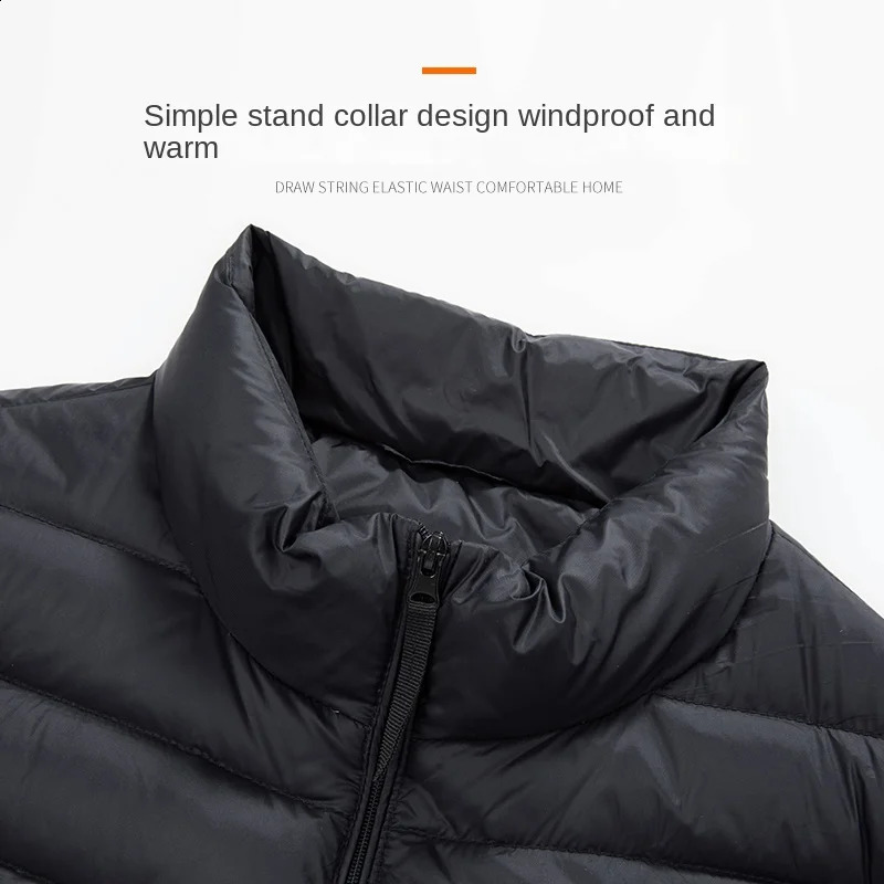 Yes mens standing collar down jacket autumn and winter thin vest sleeveless 240828