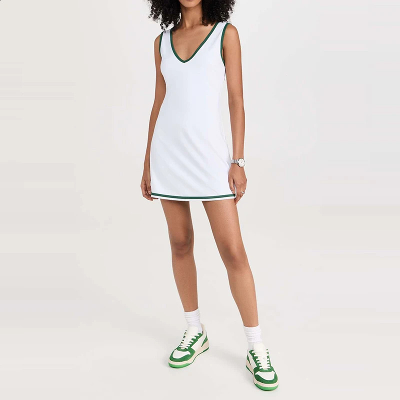 Sean Tsing Tennis Golf Dresses with inner Shorts Woman Girls Sleeveless Elastic Sport Dress for Workout Badminton Pickleball 240828CJ