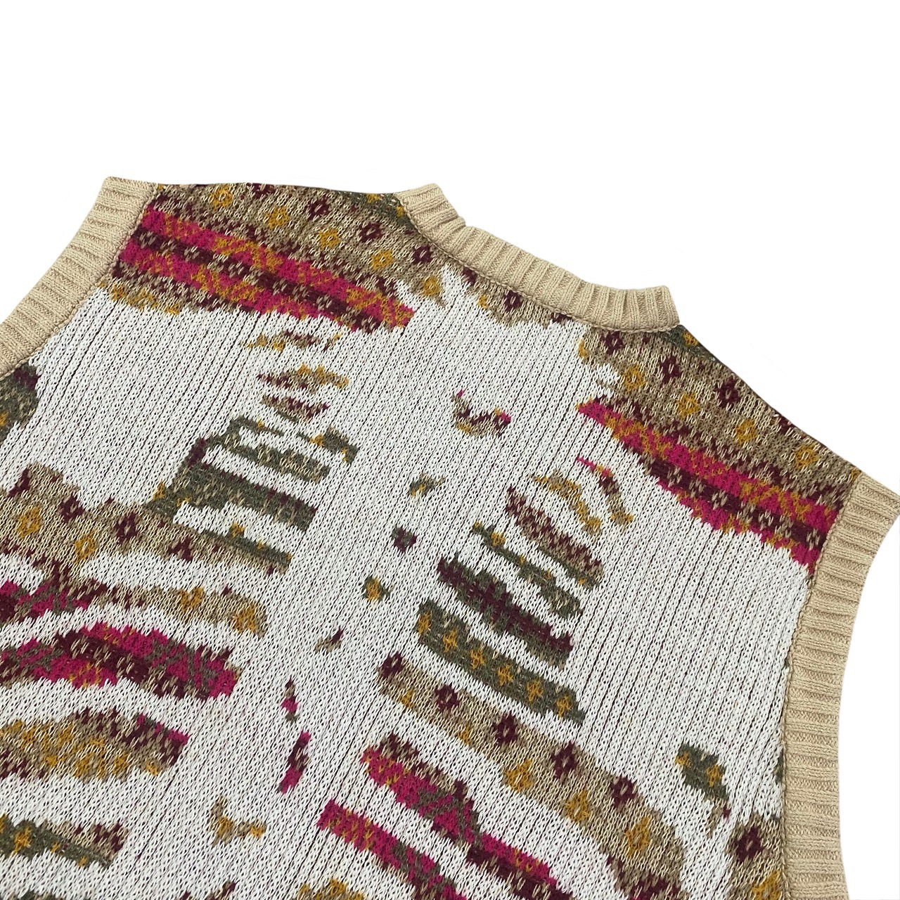 Men's Vests Kapital Vintage Non Hirata Hiroshi Japan Bone Skeleton Printed Ethnic Flower Stripe Knitted Sweater Vest Loose Wool Blended