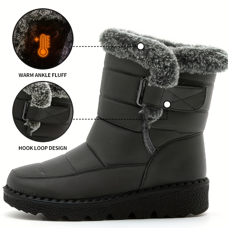 Womens Solid Color Luxe Plush Snow Boots - Stylish Casual, Ultra-Comfortable, Insulated Winter Ankle Boots with Durable Platform Sole