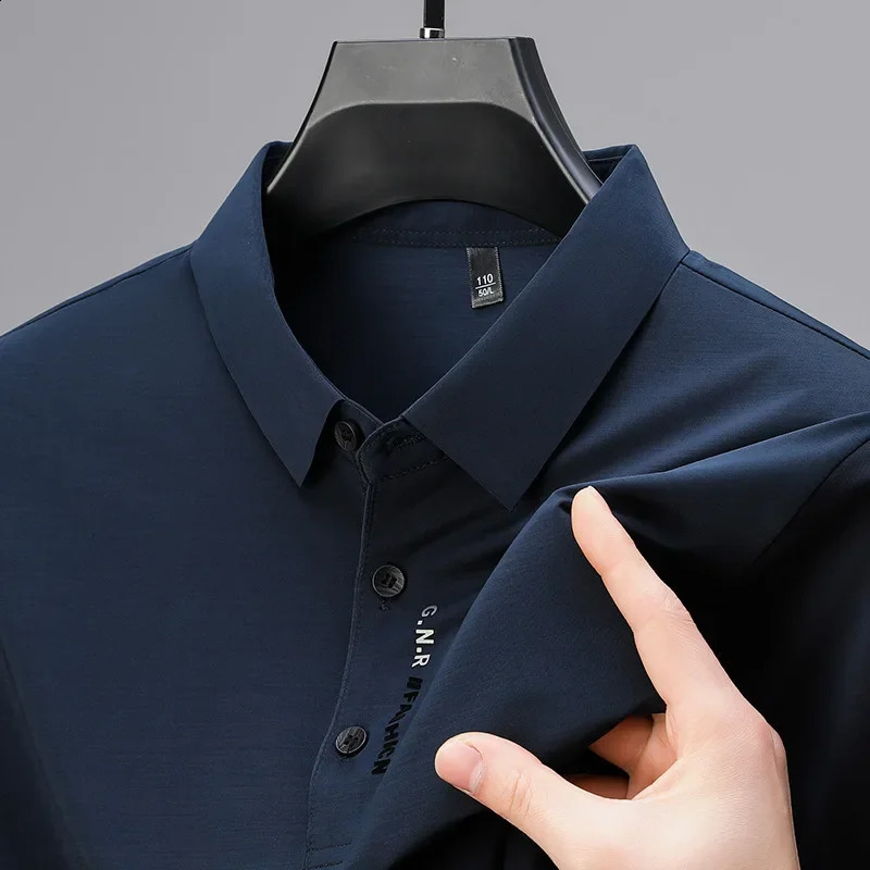 Mens Business Casual Polo Shirt Fashion Trend Simple Collar Body Suitable for Breathable Top 240828