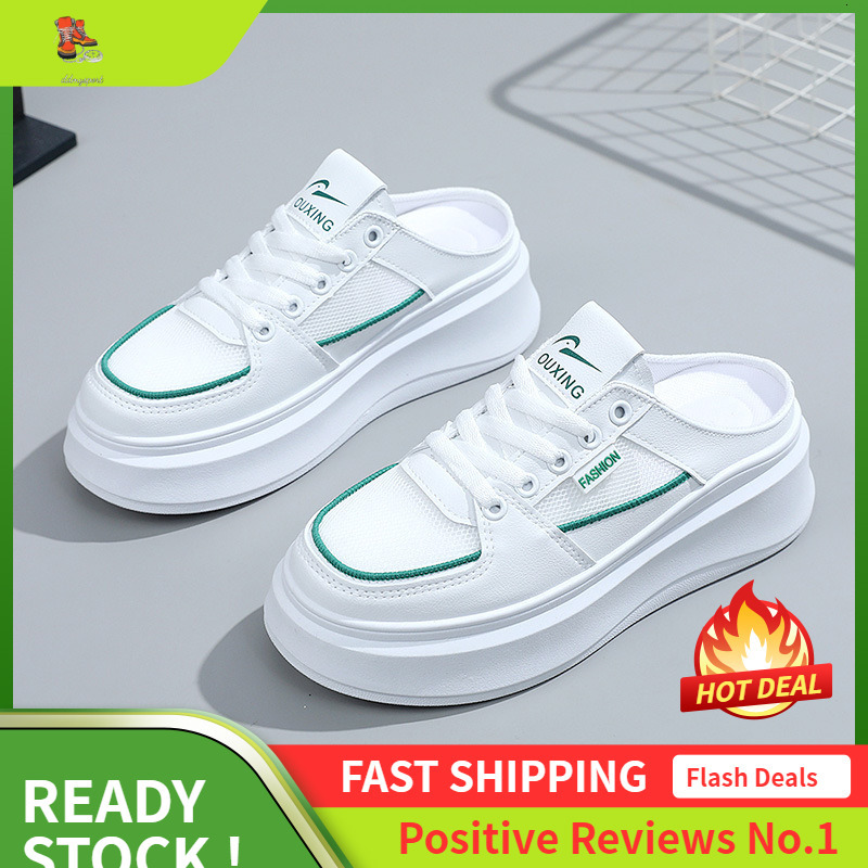 Ddmysports S Slippers Spring And Summer Thick Soled Height Increasing Women S Shoes Breathable Mesh Surface Half Drag For Students OUTDOOR