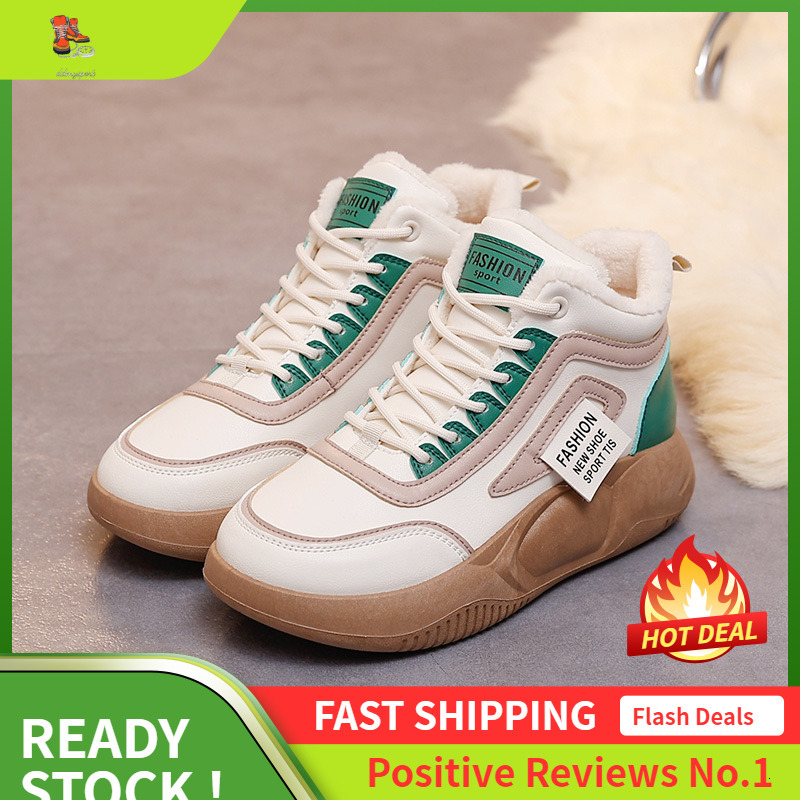 Ddmysports YB New Winter Thick Sole Elevated Igh Top Casual Instagram Board Cotton Shoes With Velvet OUTDOOR