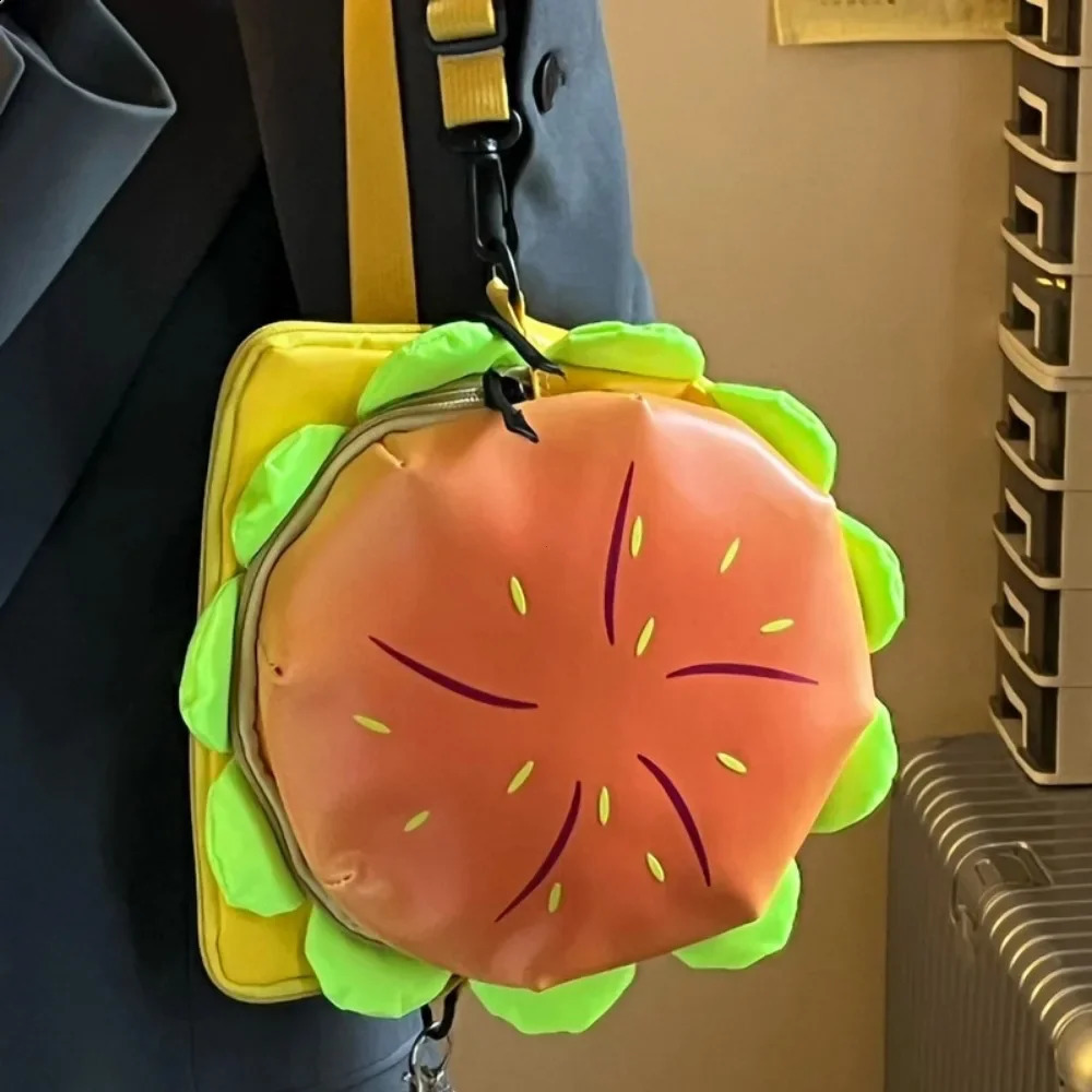 Stylish Hamburger Daypack Laptop Storage Zipper Portable Casual Tote PU Cheeseburger Backpack for Unisex Travel Outdoor Vacation 240829