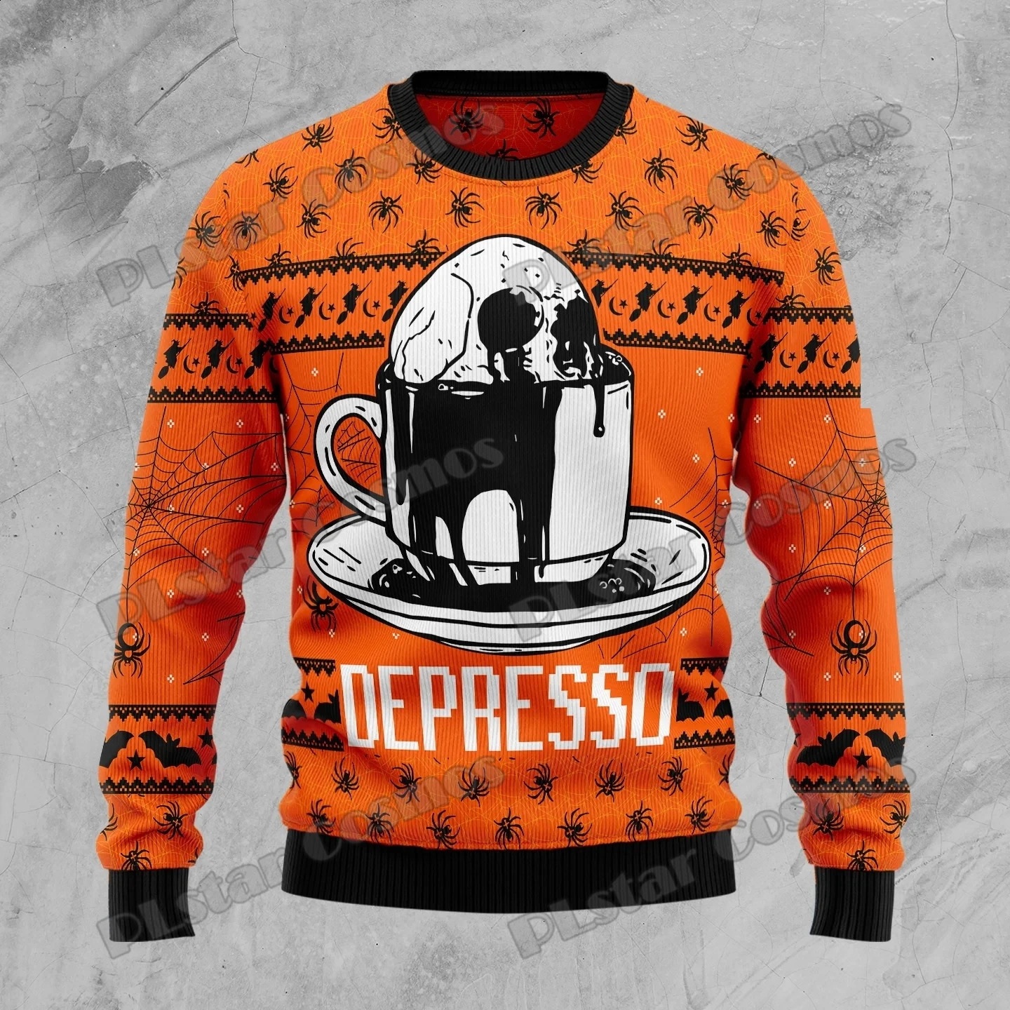 Plstar Cosmos skeleton pumpkin Halloween 3D printing mens ugly Christmas sweater unisex casual knitted pullover sweater ZZM30 240829