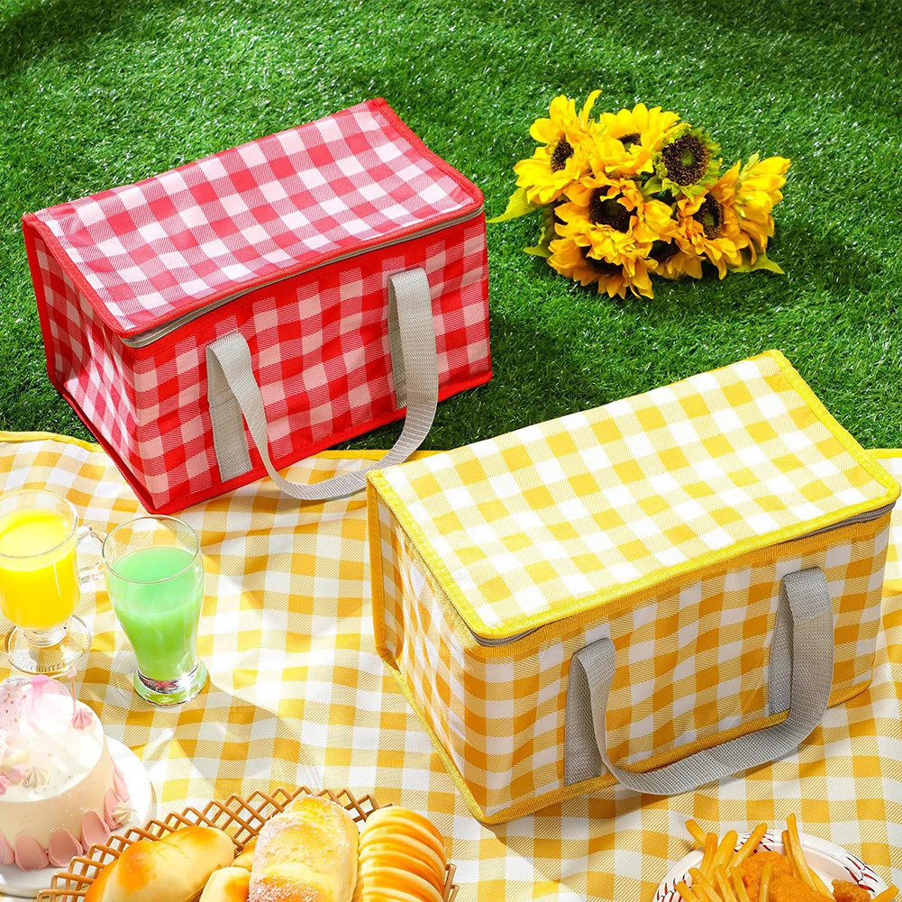 Outdoor camping picnic bag portable lunch tote large capacity basket food packaging table storage 240828