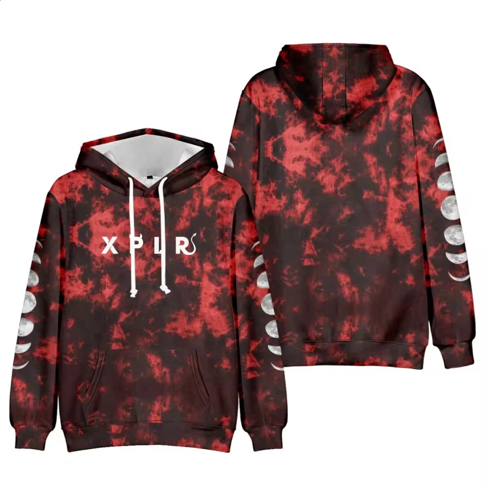 Y2K Sam And Colby Hoodie XPLR Hell Week 22 Cloud Sweatshirt Red Tie Dye Pullover Streetwear Clothing Fashion Casual Truck 240828