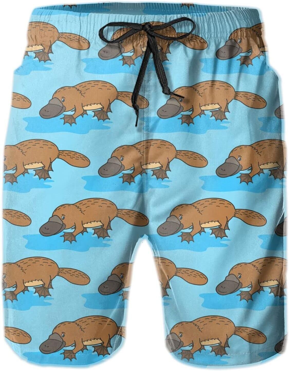 Mens Shorts 3D Printing Pattern Amazing Platypus Swim Trunks Quick Dry Beach Pants For Men Fashion Board Swimwear