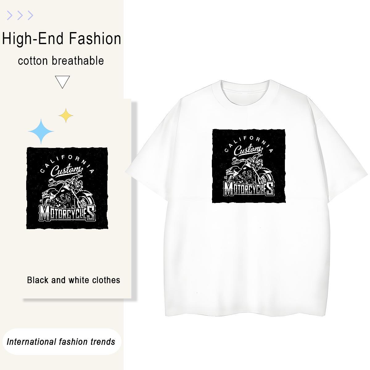 New Woman T Shirts 230g Pure Cotton Short Sleeve O-Neck Casual Beach Motorcycle Lady T shirt Unisex Black White Tee Shirt