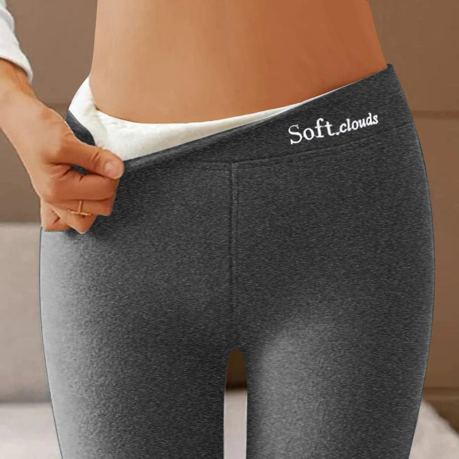 Autumn and Winter Thick Outer Leg Womens High Waist Solid Color Elastic Pencil Pants Warm Velvet Legs 240827