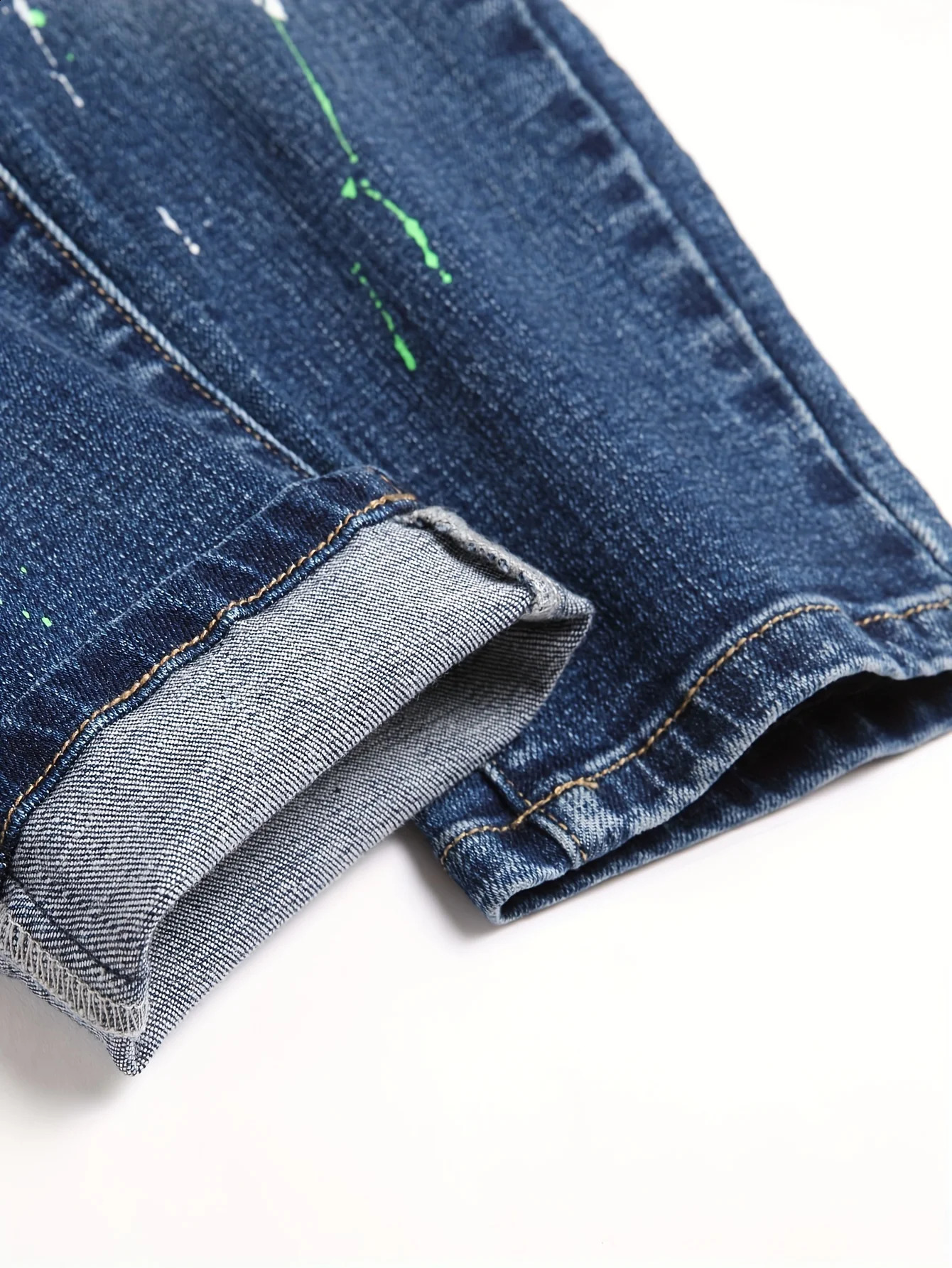 Mens y2k stretch denim jeans tear tight letter printed elastic waist casual pants mens eyelets slim fit denim hip-hop Trouser 240829