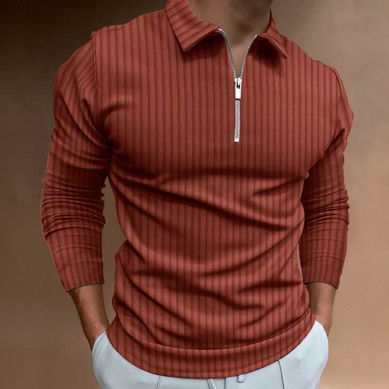 Instagram autumn/winter new shirt zipper stripe long sved casual sports scle mens shirt top W241106