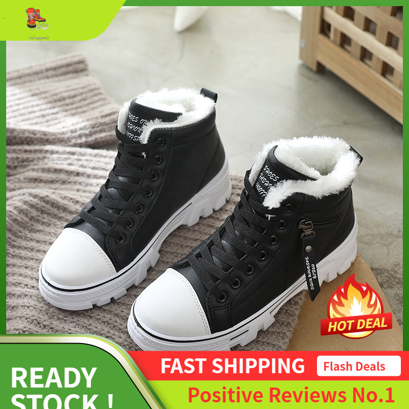 Ddmysports Cotton Shoes Women S Winter Plush Korean Edition Student Versatile Warm Igh Top Leather Face Large Size OUTDOOR