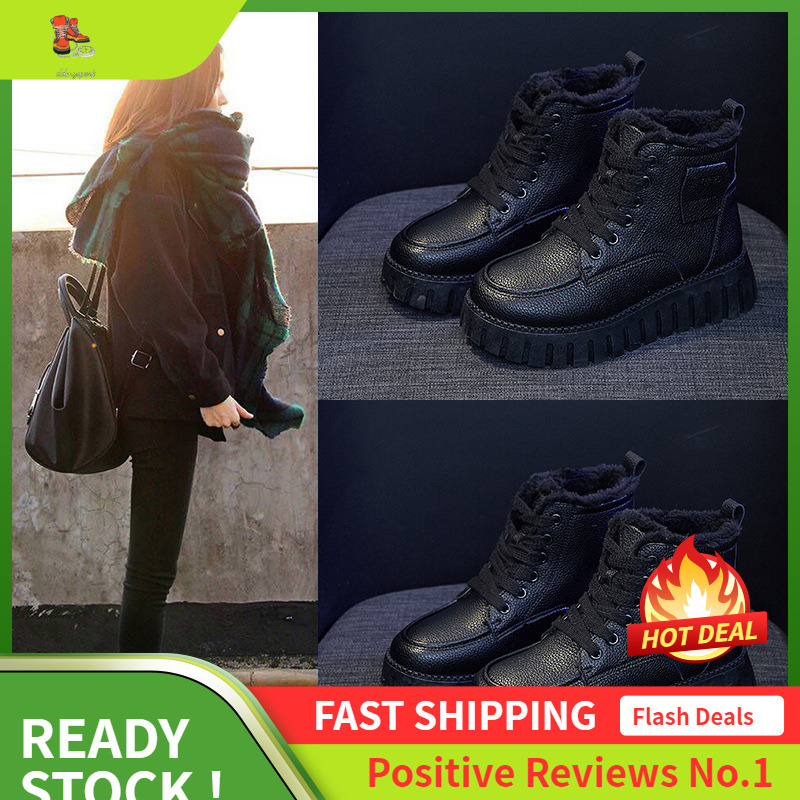 Ddmysports Winter New Ins Korean Edition Plush White Shoes For Female Students Igh Top Thick Bottom Casual Warmth OUTDOOR