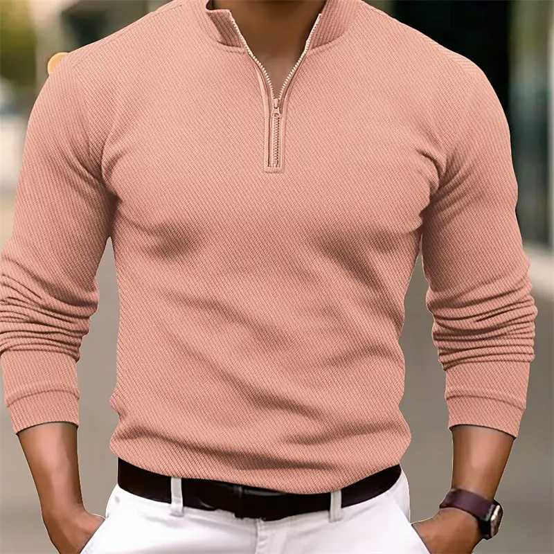 Mens V-neck long Sve zipper sweatshirt hooded sweatshirt Spring and Autumn thin mens casual shirt 2024 W241106