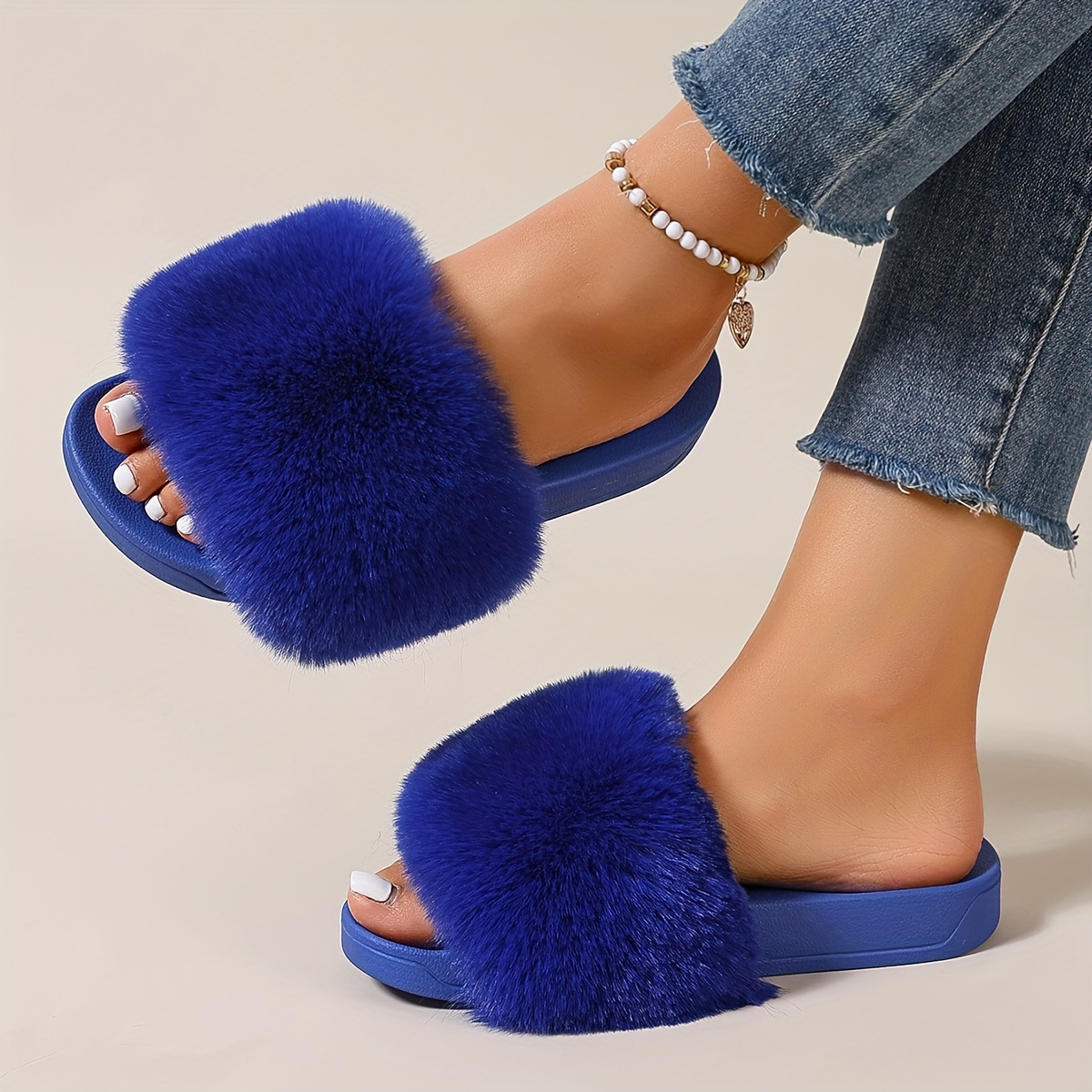 Cozy Faux Leather Womens Slippers - Soft, Breathable, Anti-Slip, Summer-Ready, Open-Toe, Flat, Slip-On Shoes with Rubber Insole and PU Sole - Stylish,