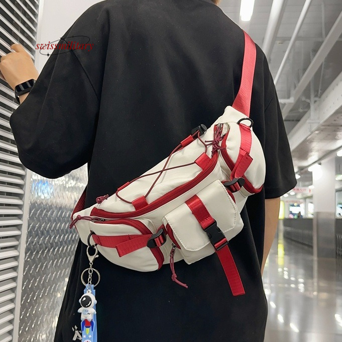 Swissmilitary Harajuku Street Trendy Chest for Men and Korean Version Unisex Girls Work Dress Crossbody Versatile Waist Bag #23