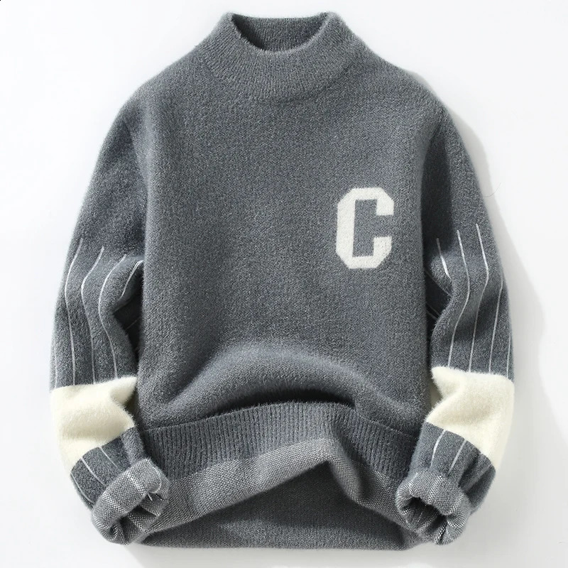 Mens Sweater Winter Arrival Thick Warm Sweater Mens Letter Pattern Sweater Mens Wool Zipper Size M-3XL MY82 240829