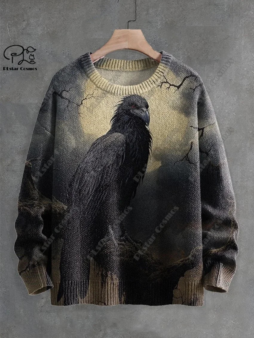 3D Printing Halloween Custom Series Horror Ghost Skull Witch Black Cat Pattern Ugly Sweater Street Casual Winter Sweater W-4 240829