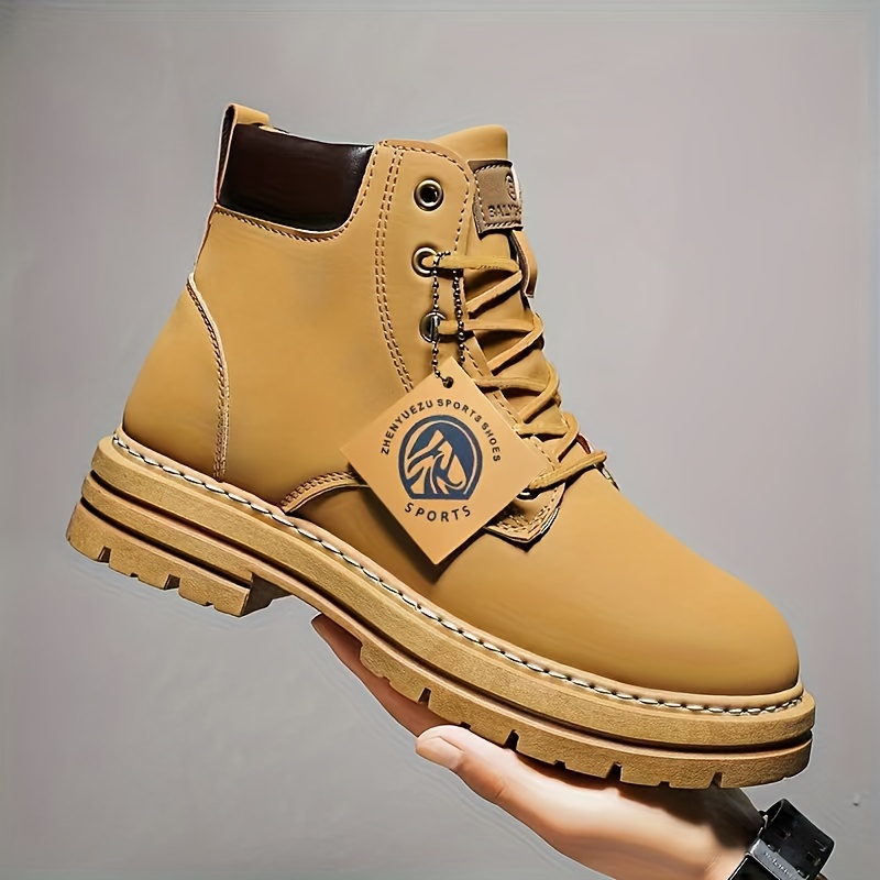 Men's Fashion High Top Faux Leather Boots Martin Boots - Suitable for Casual Wear, Street Wear and Casual Wear, Lace-up Faux Leather Upper, Comfo