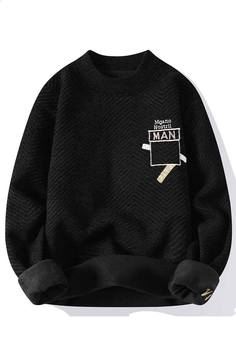 Mens French letter print and wool sweater with autumn and winter thick pull up sweater 240829