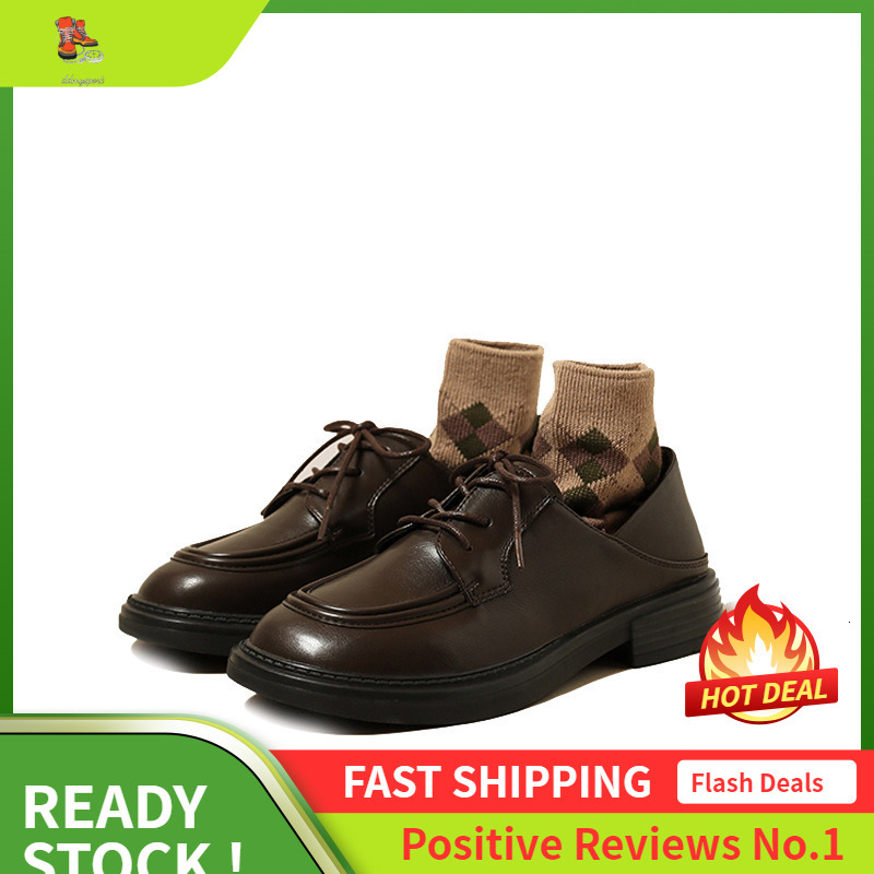 Ddmysports Spring New Black Lace Up Small Leather Academy Style Thick Eel Le Fu Shoes Versatile Can Step On And Wear Twice OUTDOOR