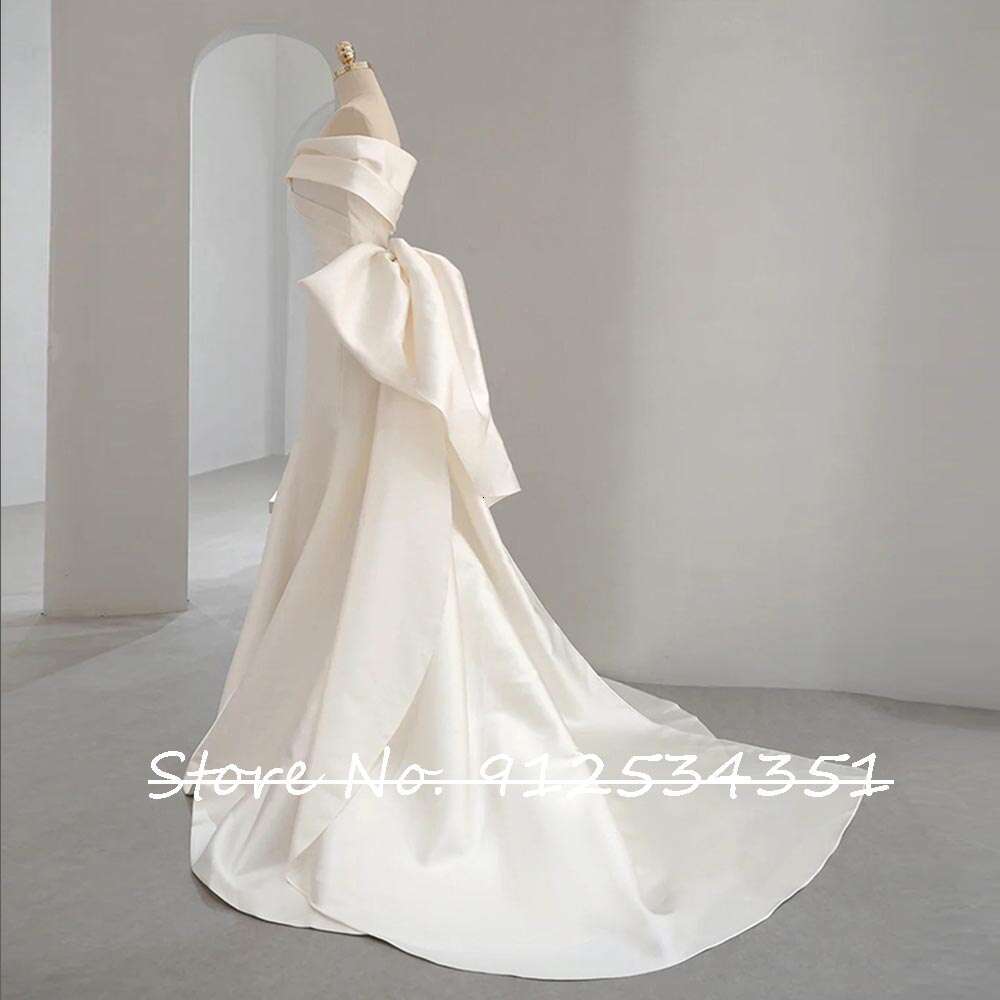 Novia Vestidos De Off The Shoulder Satin Wedding Dresses Sweetheart Neck Simple Robe Mariage Zipper Back Vintage Trouwjurk