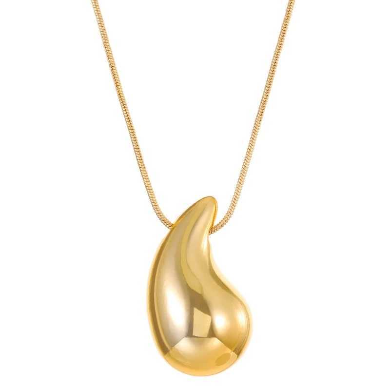 Vintage gold plated thick dome pendant necklace suitable for womens fashion glossy thick teardrop necklace wholesale of jewelry gifts W240828