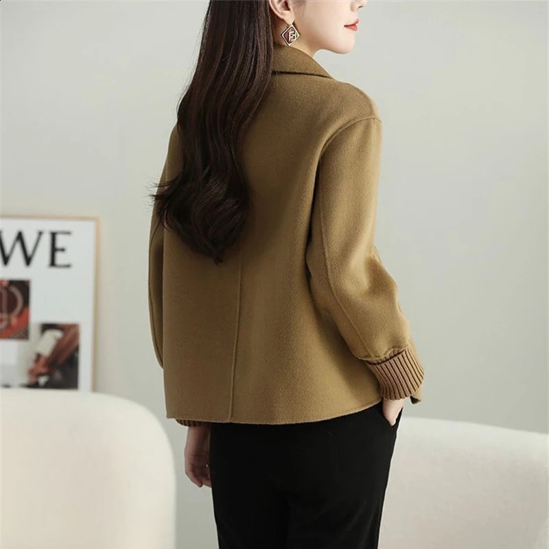 Short fashion n manual double-sided velvet wool jacket for women womens wool jacket for spring and autumn 240828