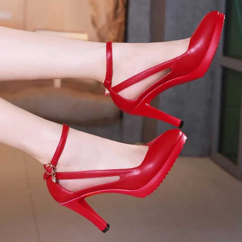 High Quality High quality womens leather shoes 8cm high heels platform toe 32 33 42 43 elegant and fi dress shoes black red and white T241024