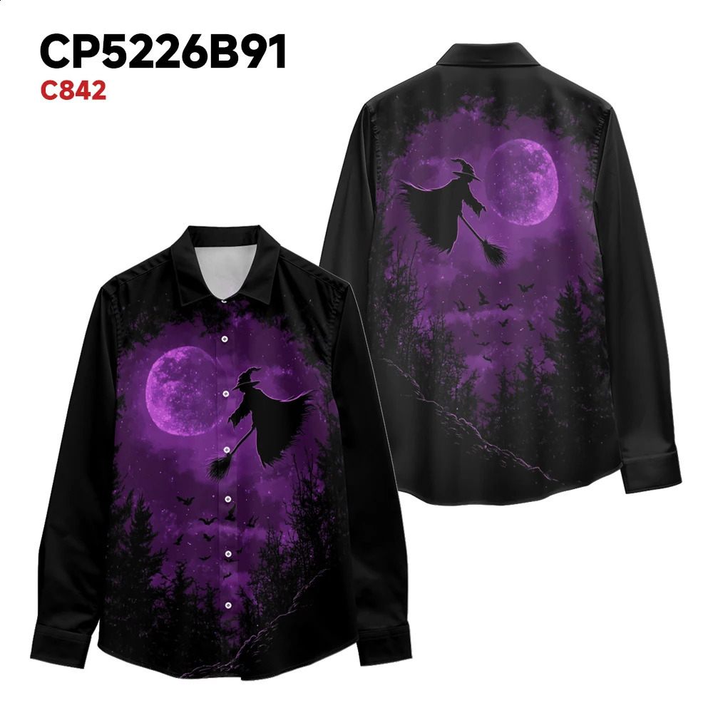 Mens casual long sleeved Halloween fire skull print top outdoor fashion and comfortable shirt for spring and autumn y2k mens clothing 240829