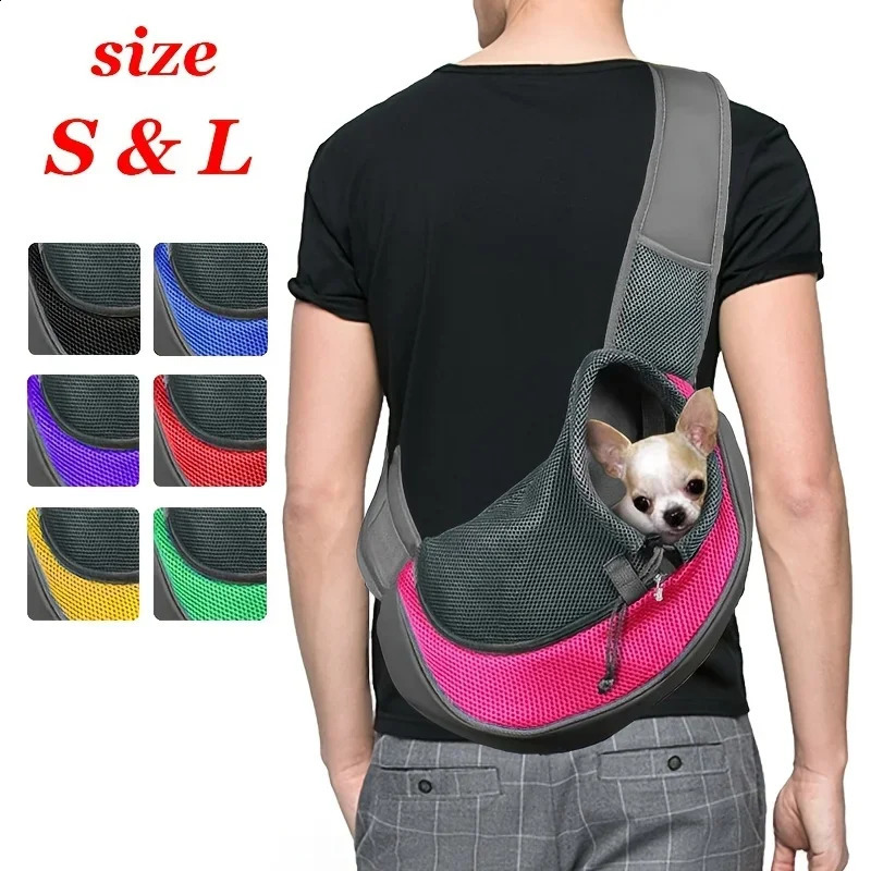 1Pc Dog out backpackDog Sling Breathable Mesh Travel Crossbody Bag For Puppy Cat Hiking Camping 250206