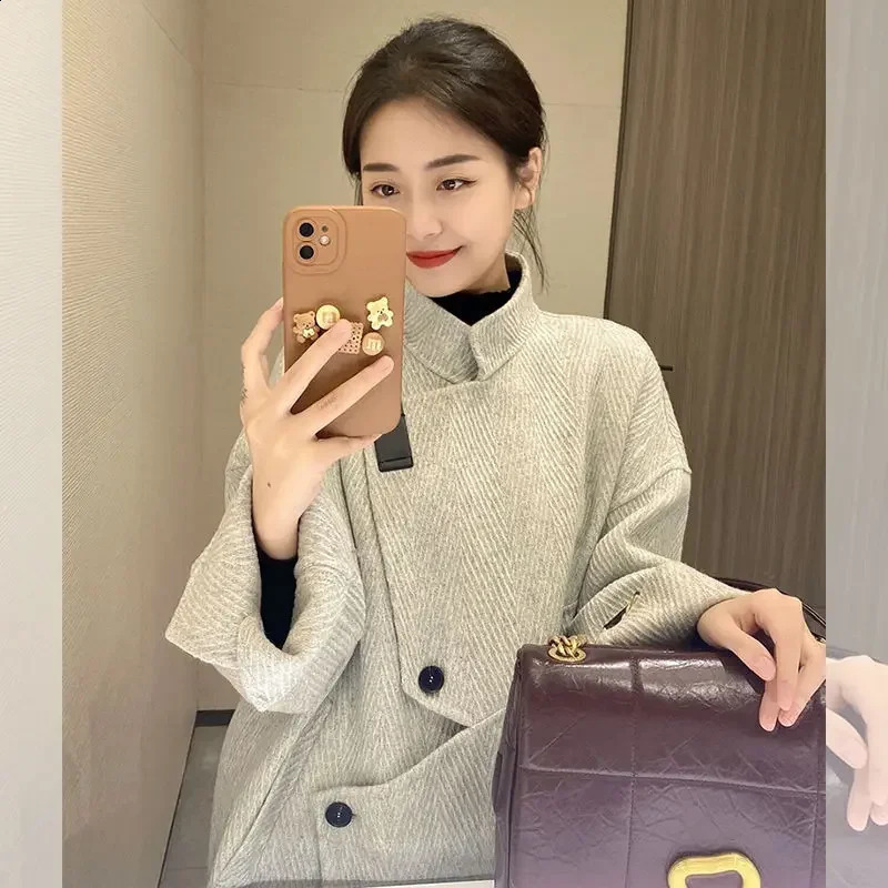 High end womens wool coat British style high-end double-sided cashmere coat Pink wool coat Fashion style Temperature 240828