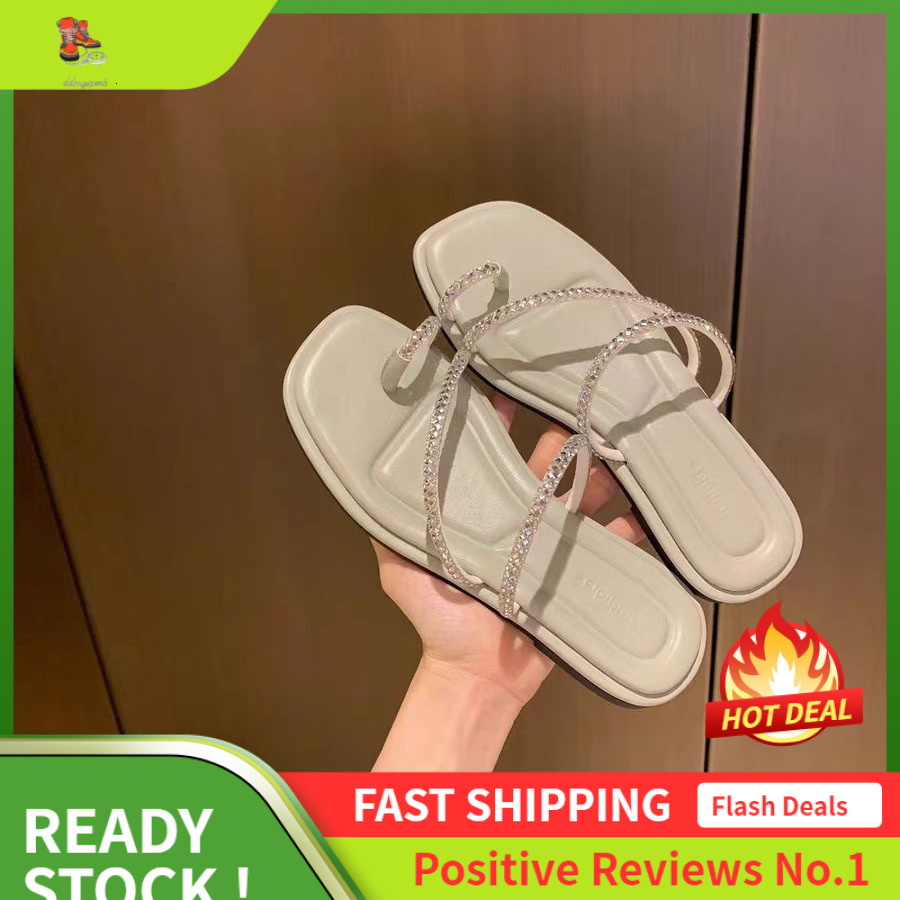 Ddmysports Sheepskin Edition Grape Mom Same Sparkling Water Diamond Toe Set Exquisite Fairy Style Flat Bottom Women S Alf Slippers Summer OUTDOOR