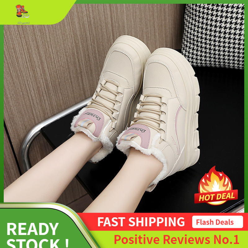 Ddmysports W Velvet For Winter New Inner Elevated Warm Women S Small White Thick Sole Cotton Board Shoes OUTDOOR
