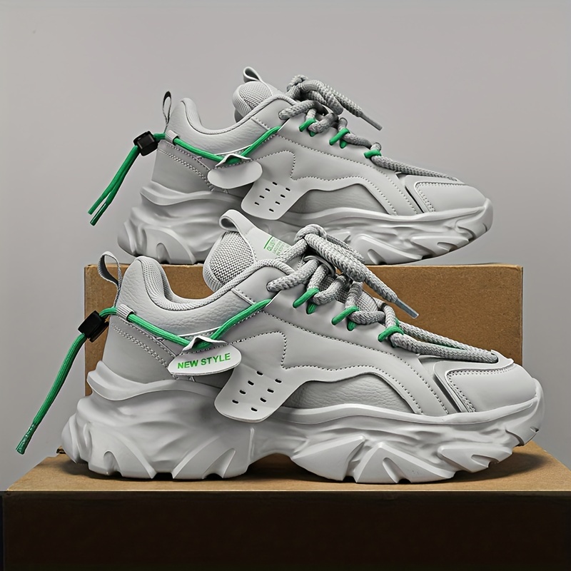 Vintage Lace Up Chunky Sneakers for Men - Comfy and Non-Slip for Outdoor Activities
