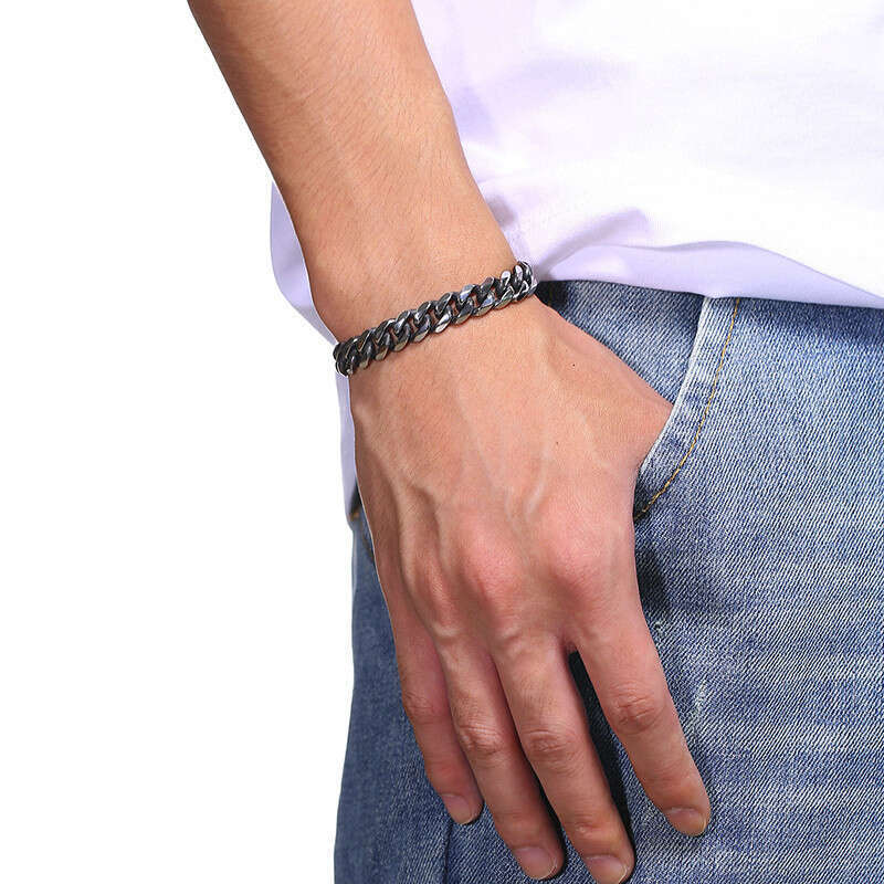vnox 5-11mm chunky miami curb bracelet for men cuban k chain wristband classic punk heavy male jewelry