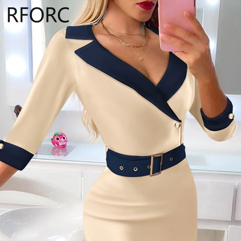 Womens floral print with a notch neckline semi long sleeves MIDI Bodycon formal party dress 240828
