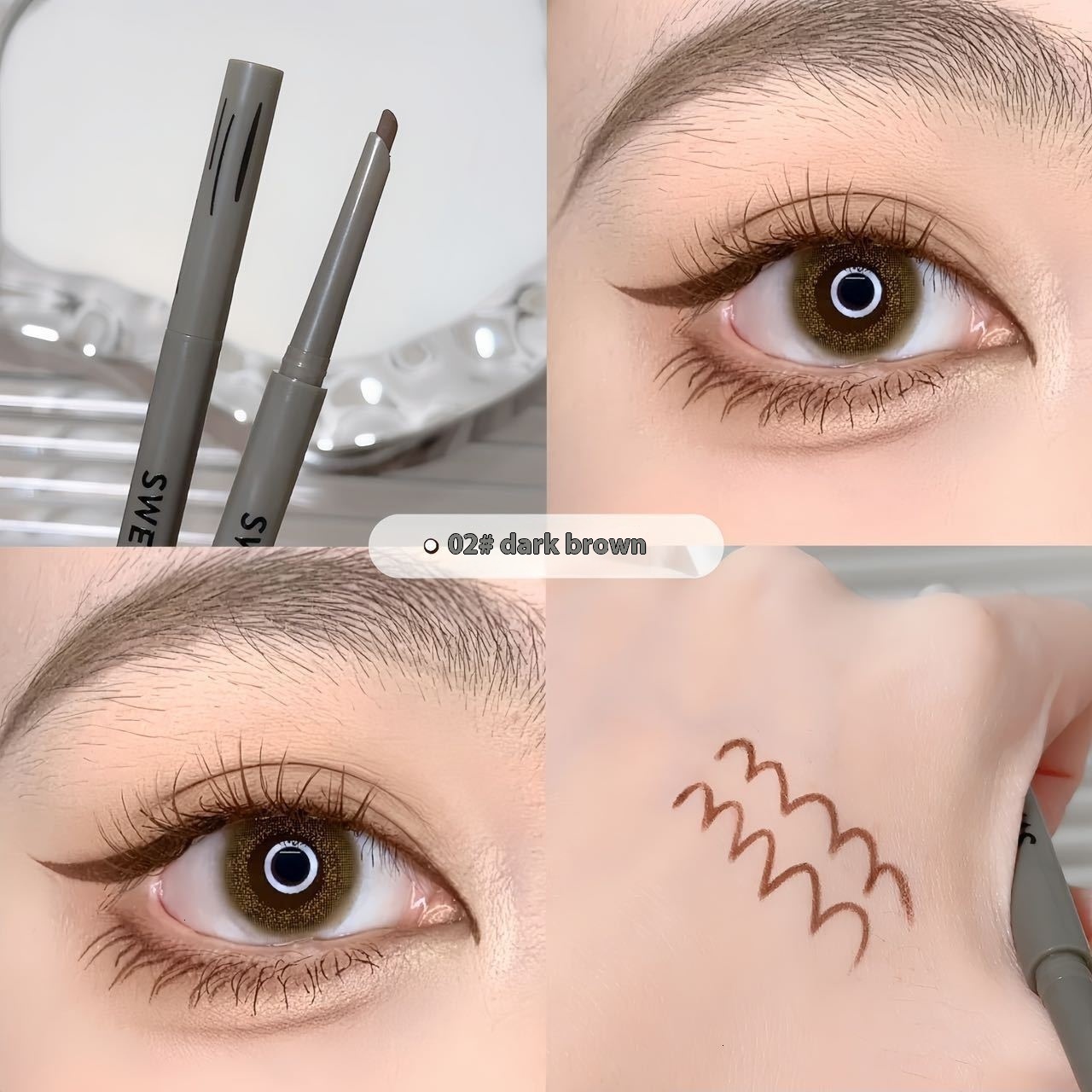 SWEET MINT machete eyeliner gel is durable, waterproof, sweat resistant, and not easy get dizzy. Draw down to shadow. Silkworm laying pen