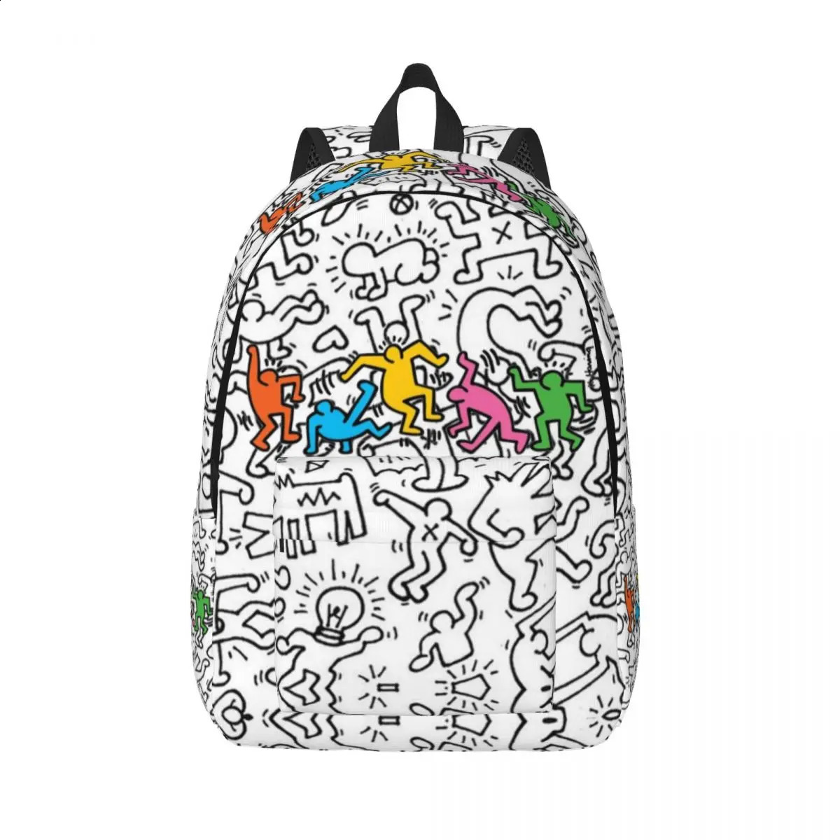 Custom Very Crowded Haring Graffiti Rap Pop Art Canvas Backpacks Men Women Basic Bookbag for College School Indie Aesthetic Bags 240828