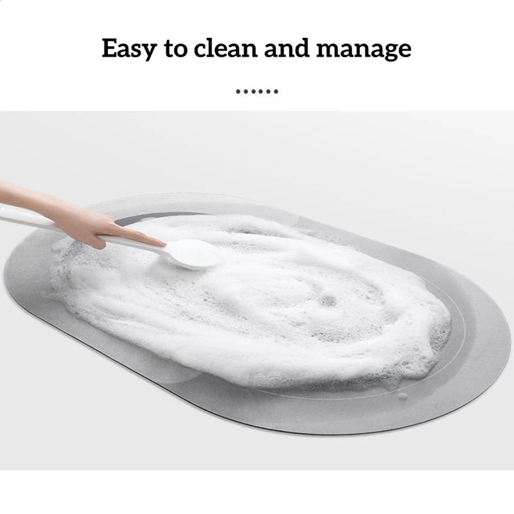 Super absorbent bathroom mat anti slip Diatom mud toilet quick drying floor household shower 240828